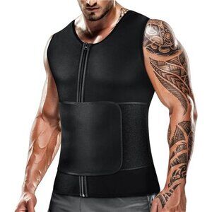 Men's WaistTrainer Sauna Suit Shirt,Gym&Exercise Compression Vest,Sweat-Boosting
